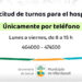 LÍNEAS TELEFÓNICAS PARA SOLICITAR TURNOS EN EL HOSPITAL