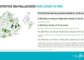 LA PROVINCIA REGISTRA 51 DISTRITOS SIN FALLECIDOS DESDE HACE UN MES Y MÁS DE LA MITAD DE LOS HOSPITALES Y SANATORIOS SIN INTERNACIONES DESDE HACE 15 DÍAS