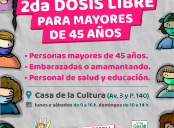 SE AMPLÍAN LOS GRUPOS POBLACIONALES PARA LA VACUNA LIBRE DE SEGUNDAS DOSIS