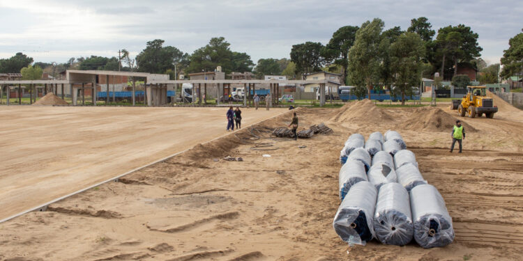 Llegó la alfombra y avanza la cancha sintética