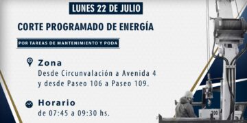 Corte de Energía lunes 22 de julio