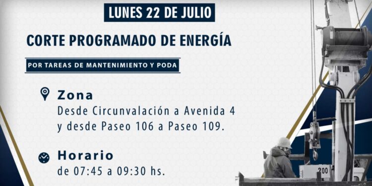 Corte de Energía lunes 22 de julio